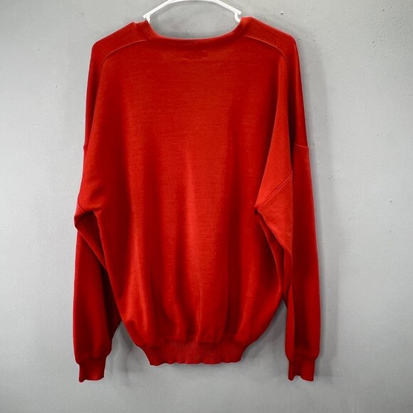 St Croix Knits Pullover Sweater size M Men Burnt Orange Merino Wool V Neck - Picture 3 of 4
